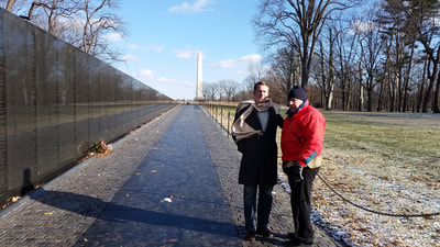 Attorney Dan Kosmowski with his father with dementia and PTSD at the Vietnam Veterans Memorial in Washington DC